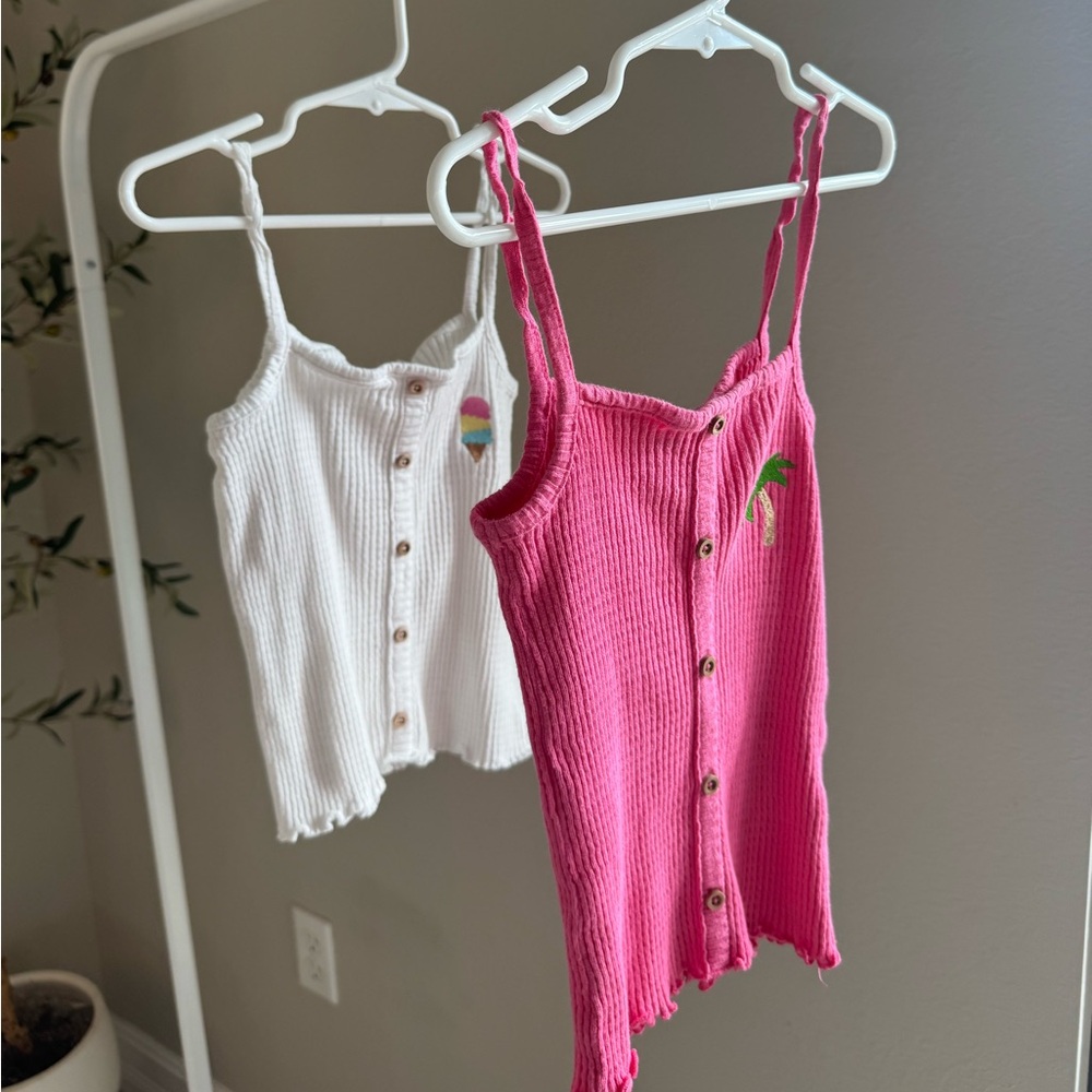 Zara Kids Pink and White Tank Tops